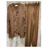 Suzellie Sparkle Metallic Brown Knit Three-piece