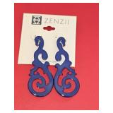 2 Pr NEW Zenzii Blue Laser Cut Resin Earrings
