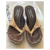 Sz 7.5 Donald J Pliner Cork Wedge Thong