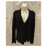 La Citï¿½ Black Lace Up Sweater Sz LG