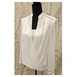 Frank Lyman Paris Cream Blouse Gold Stud Accents