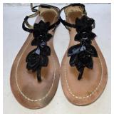 Sz 8 Coach Sierra T-Strap Sandals with Black
