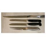 (2) Hinkle Serated Knives & (2) Stainless Knives