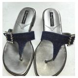 Sz 7 Beverly Feldman Sandals with Denim Straps