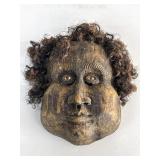 Carved Wooden Mask Of Man With Glass Eyes