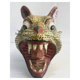 Folk Art Carved Paper Mache Jaguar Head Lion