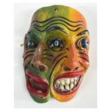 VTG Mexican Folk Art Mask Double Face Carved Wood