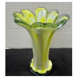 Hand blown Yellow Glass Vase 6ï¿½