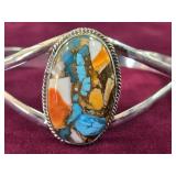 Cuff Bracelet Featuring an Oval Spiny Oyster and