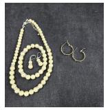 Faux Pearl Necklace, Bracelet and Earrings + New