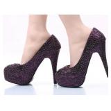 Sz 9 Bordello Teeze Purple Satin Rhinestone