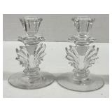 (2) Fostoria Navarre Clear 5 1/2" Candlesticks in