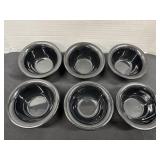 (6) Black Thick Hard Plastic Bowls