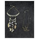 Pretty Grey Necklace & Peace Dove Necklace