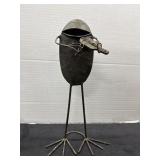 Metal Frog Sculpture Playing a Violin