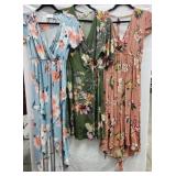 (3) Size Med/Large Floral Dresses