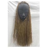43" Tall A Papua New Guinea Wood & Raffia Mask