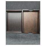 (2) Approx 18"ï¿½13" Wood Trays + Small Trash Can