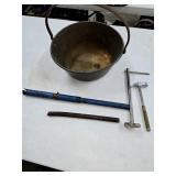 5" Deep Metal Pot w/Handle, Basin Wrench,