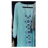 Mudpie Teal & Blue Stitched Tunic Sz Large