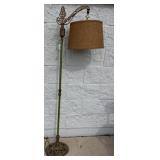 Antique Bridge Arm Floor Lamp Burlap Shade 58ï¿½