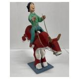 Vintage Hand Carved Bull and Rider Wood Carving