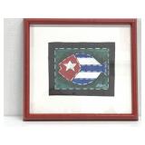 Signed Framed VTG Cuba Textile Tobacco Premium