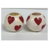 (2) VTG Spherical Candles Adorned with Red Hearts