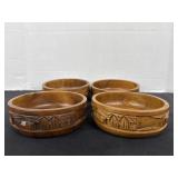 (4) Ozark Original Small Wooden Walnut Bowls