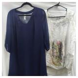 Blue Long Sleeved Tunic Dress + Gauze Top SZ Med