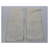 (2) VTG Embroidered Pillow Cases Standard Size