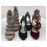 Sz 7.5 (3) Pairs of High Heeled Shoes Peep-Toe