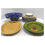 Footed Bowl, Ceramic Plates and Platters