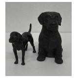 (2) Black Labrador Figurine & Bank