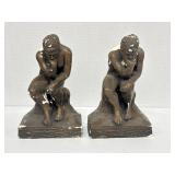 SET OF ESCO THE THINKER BOOKEND SCULPTURE AUGUSTE