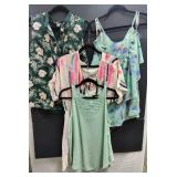(4) Different Styles Pink and Green Blouses Sz Med