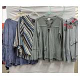 (4) Oversized Boho Tops Size Med/Large