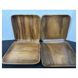 (4) Ozark Original Wooden Print Flat Square Plates