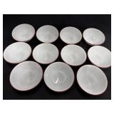 (11) Corelle Vitrelle, White & Red Bowls