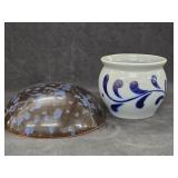 (2)Pottery Planters & Lamp Globe