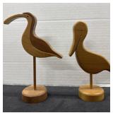 (2) Hand Carved Wooden Shorebird