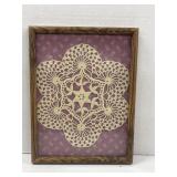 9.5"x 12.5ï¿½ Wooden Framed Handmade Crochet Doily