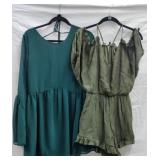 (2) Green EnsemblesOne Romper and One Dress