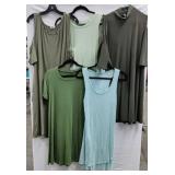 (5) Different Shades of Green Cotton Casual