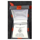 NIB Lab Created White Sapphire Sterling Heart