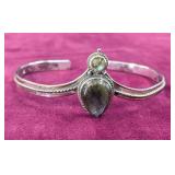 Labradorite and Green Onyx Gemstone Dainty Cuff