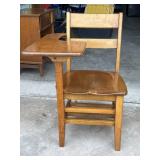 Vintage Kids Wooden Desk Chair, Seat Storage 32"