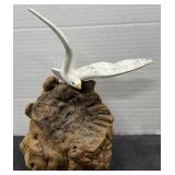 Seagull Hand Painted, Burl Wood