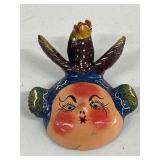 VTG Handmade Coconut Shell Mexican Folk Art Head