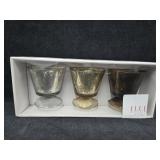 NIB ELLE Set of (3) Mecury Glass Tea Light Holders